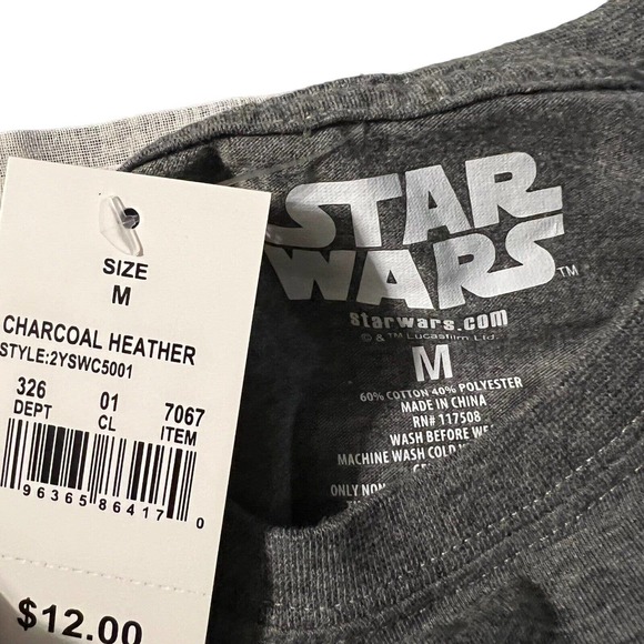 Star Wars Halloween Gray Medium Long Sleeve Darth Vader Storm Trooper Shirt “NEW - Picture 5 of 6